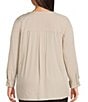Investments Plus Size Nora Long Sleeve Y-Neck Drapey Twill Blouse - Image 6