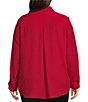 Color:Chili Pepper - Image 2 - Plus Size Olivia Point Collar Long Sleeve Button Front Roll-Tab Utility Blouse