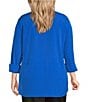 Color:Victoria Blue - Image 2 - Plus Size Paige Point Collar 3/4 Sleeve Adjustable Cuff Top