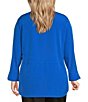 Color:Victoria Blue - Image 5 - Plus Size Paige Point Collar 3/4 Sleeve Adjustable Cuff Top