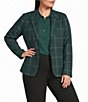 Investments Plus Size Pine Grove Plaid Long Sleeve Button Front Blazer - Image 1