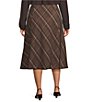 Investments Plus Size Pinecone Plaid Pull-On Ponte Maxi Skirt - Image 2