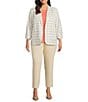 Investments Plus Size Plaid 3/4 Ruched Sleeve Notch Lapel Lined Button Front Blazer - Image 3