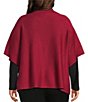 Investments Plus Size Removeable Faux Fur Collar Two-Way Zip Front Sweater Poncho, Color:Rumba Red - Image 4