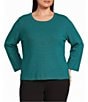 Investments Plus Size Ribbed Knit Crew Neck Long Sleeve Sweater - Image 1