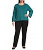Investments Plus Size Ribbed Knit Crew Neck Long Sleeve Sweater - Image 3