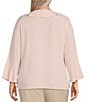 Color:Crystal Rose - Image 2 - Plus Size Riley Woven Cascading Ruffled V-Neck 3/4 Sleeve Top