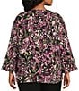 Color:Floral Sprigs - Image 2 - Plus Size Riley Woven Floral Sprigs Cascading Ruffled V-Neck 3/4 Sleeve Top