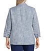 Investments Plus Size Scratch Pattern 3/4 Ruched Sleeve Notch Lapel Lined Button Front Blazer - Image 6