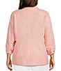 Investments Plus Size Scratch Pattern 3/4 Ruched Sleeve Notch Lapel Lined Button Front Blazer - Image 2