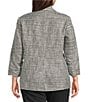 Investments Plus Size Scratch Pattern 3/4 Ruched Sleeve Notch Lapel Lined Button Front Blazer - Image 2
