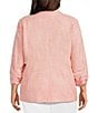 Investments Plus Size Scratch Pattern 3/4 Ruched Sleeve Notch Lapel Lined Button Front Blazer - Image 2