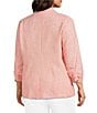 Investments Plus Size Scratch Pattern 3/4 Ruched Sleeve Notch Lapel Lined Button Front Blazer - Image 4