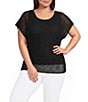 Investments Plus Size Short Sleeve Crew Neck Open Stitch Top - Image 1