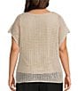Investments Plus Size Short Sleeve Crew Neck Open Stitch Top - Image 6