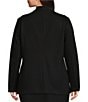 Color:Black - Image 2 - Plus Size Signature Ponte Long Sleeve Open Front Jacket