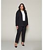 Color:Black - Image 5 - Plus Size Signature Ponte Long Sleeve Open Front Jacket