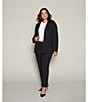 Color:Black - Image 6 - Plus Size Signature Ponte Long Sleeve Open Front Jacket