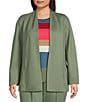 Color:Sea Spray - Image 1 - Plus Size Signature Ponte Long Sleeve Open-Front Coordinating Jacket