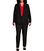 Color:Black - Image 3 - Plus Size Signature Ponte Notch Lapel Long Sleeve One Button Blazer