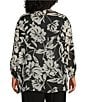 Color:Floral Gestures - Image 2 - Plus Size Soft Separates Floral Gestures Print Open Front Roll-Tab Sleeve Jacket