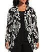 Color:Floral Gestures - Image 3 - Plus Size Soft Separates Floral Gestures Print Open Front Roll-Tab Sleeve Jacket