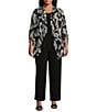 Color:Floral Gestures - Image 4 - Plus Size Soft Separates Floral Gestures Print Open Front Roll-Tab Sleeve Jacket