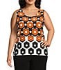 Investments Plus Size Soft Separates Light Honeycomb Border Reversible Scoop to Crew Neck Sleeveless Top, Color:Light Honeycomb Border - Image 1