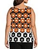 Investments Plus Size Soft Separates Light Honeycomb Border Reversible Scoop to Crew Neck Sleeveless Top, Color:Light Honeycomb Border - Image 2