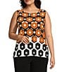 Investments Plus Size Soft Separates Light Honeycomb Border Reversible Scoop to Crew Neck Sleeveless Top, Color:Light Honeycomb Border - Image 4