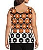 Investments Plus Size Soft Separates Light Honeycomb Border Reversible Scoop to Crew Neck Sleeveless Top, Color:Light Honeycomb Border - Image 5