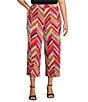 Investments Plus Size Soft Separates Multi Broken Chevron Elastic Waist Coordinating Pull-On Crop Pants, Color:Multi Broken Chevron - Image 1