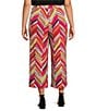Investments Plus Size Soft Separates Multi Broken Chevron Elastic Waist Coordinating Pull-On Crop Pants, Color:Multi Broken Chevron - Image 2