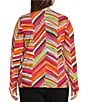 Investments Plus Size Soft Separates Multi Broken Chevron Long Sleeve Coordinating Topper, Color:Multi Broken Chevron - Image 2