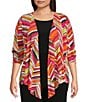 Investments Plus Size Soft Separates Multi Broken Chevron Long Sleeve Coordinating Topper, Color:Multi Broken Chevron - Image 4