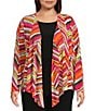 Investments Plus Size Soft Separates Multi Broken Chevron Long Sleeve Coordinating Topper, Color:Multi Broken Chevron - Image 5