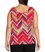 Investments Plus Size Soft Separates Multi Broken Chevron Reversible Crew to Scoop Neck Sleeveless Top, Color:Multi Broken Chevron - Image 2