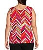 Investments Plus Size Soft Separates Multi Broken Chevron Reversible Crew to Scoop Neck Sleeveless Top, Color:Multi Broken Chevron - Image 5