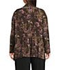 Investments Plus Size Soft Separates Multi Canvas Flourish Print Long Sleeve Open Front Jacket - Image 2