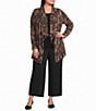 Investments Plus Size Soft Separates Multi Canvas Flourish Print Long Sleeve Open Front Jacket - Image 3