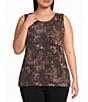 Investments Plus Size Soft Separates Multi Canvas Flourish Print Reversible Crew Neck Sleeveless Top - Image 1