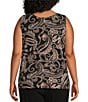 Color:Dotted Paisley - Image 4 - Plus Size Soft Separates Reversible Crew to Scoop Neck Sleeveless Tank Top