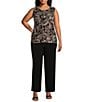 Color:Dotted Paisley - Image 5 - Plus Size Soft Separates Reversible Crew to Scoop Neck Sleeveless Tank Top