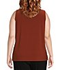 Color:Brandy Brown - Image 2 - Plus Size Soft Separates Reversible Crew to Scoop Neck Sleeveless Top