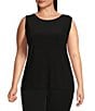 Color:Black - Image 1 - Plus Size Soft Separates Reversible Crew to Scoop Neck Sleeveless Top