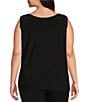Color:Black - Image 2 - Plus Size Soft Separates Reversible Crew to Scoop Neck Sleeveless Top