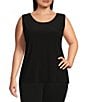 Color:Black - Image 4 - Plus Size Soft Separates Reversible Crew to Scoop Neck Sleeveless Top