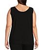 Color:Black - Image 5 - Plus Size Soft Separates Reversible Crew to Scoop Neck Sleeveless Top