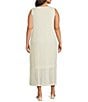 Investments Plus Size Soft Separates Sleeveless Crew Neck Crochet Midi Dress, Color:Natural - Image 2