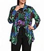 Investments Plus Size Soft Separates Tropic Garden Print Long Sleeve Open Front Jacket - Image 1